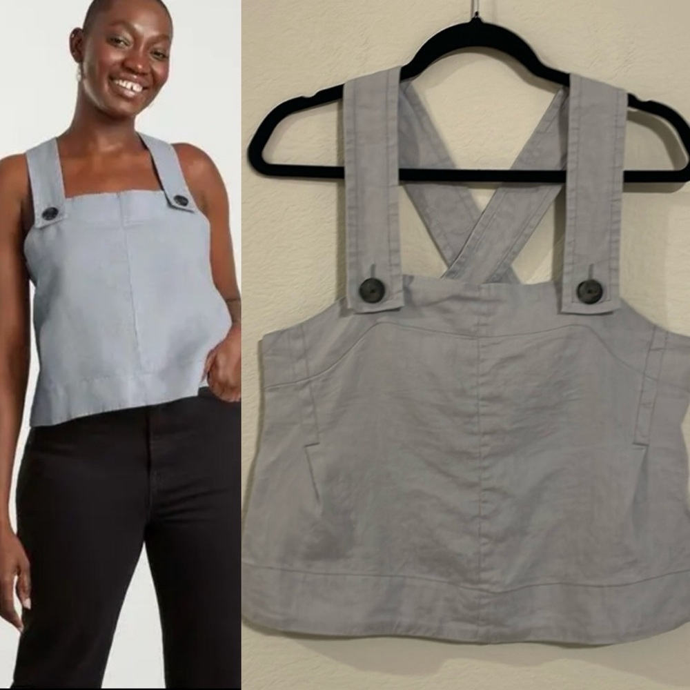Everlane Women’s The Apron Tank Top Size 2 Sky Grey 100% Linen Balletcore
